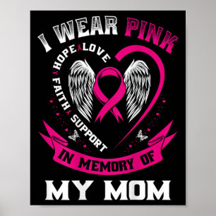 Póster Rosa En Memoria De Mi Mamá Conciencia Sobre El Cán
