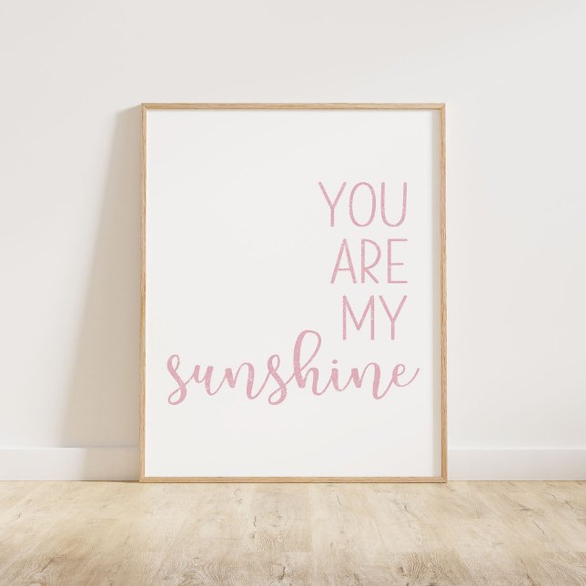 Póster Rosa Eres Mi Sol (You Are My Sunshine, a minimalist typography quote in a pink distressed texture)