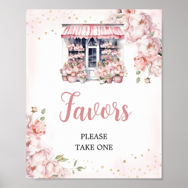 Póster Rosa: Está fuera del mercado, favores de ducha de  (Frente)