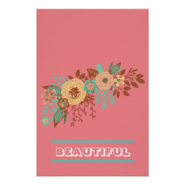 Póster Rosa floral boho moderno