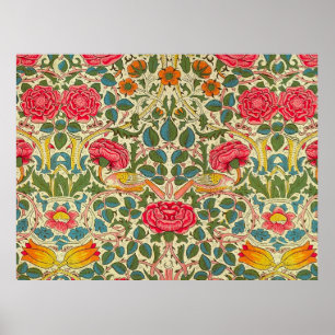 Póster Rosa Floral Chintz Rosa William Morris