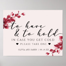 Póster Rosa Floral para tener y mantener Rótulo Boda