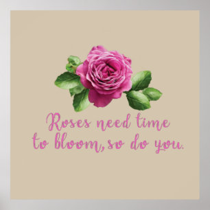 Póster rosa floral púrpura rosa