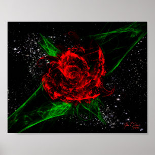 Póster Rosa fractal (10x8)