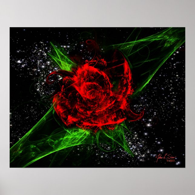 Póster Rosa fractal (20x16) (Frente)