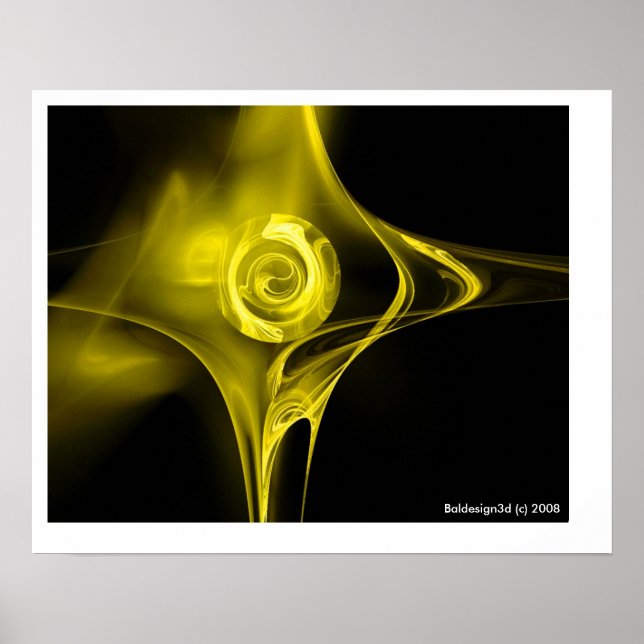 Póster ROSA FRACTAL, amarillo (Frente)