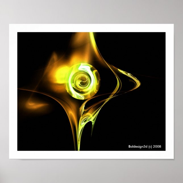 Póster Rosa FRACTAL, amarillo marrón (Frente)