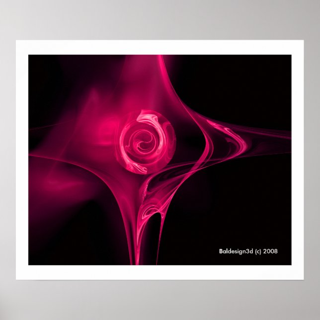 Póster ROSA FRACTAL, fucsia rosa (Frente)