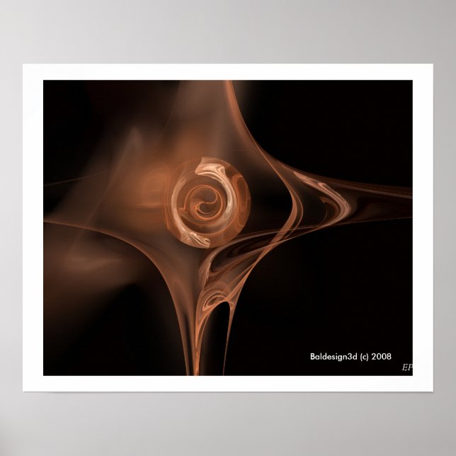 Póster ROSA FRACTAL ,marrón (Frente)