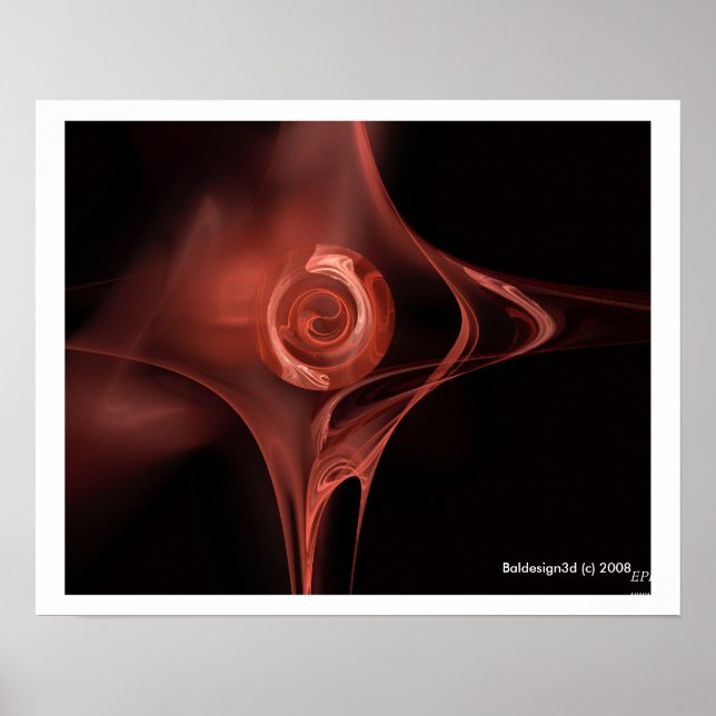 Póster ROSA FRACTAL, marrón rojo (Frente)