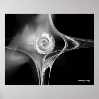 Póster Rosa FRACTAL, negro y blanco