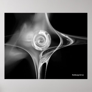 Póster ROSA FRACTAL, negro y blanco