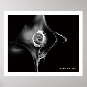 Póster ROSA FRACTAL, negro y blanco