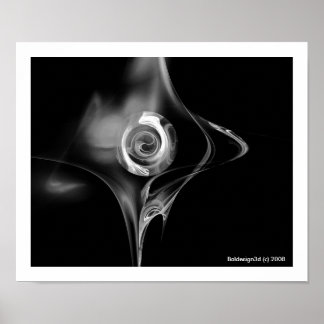 Póster Rosa FRACTAL, negro y blanco