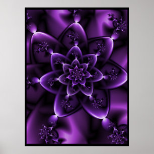 Póster Rosa fractal púrpura