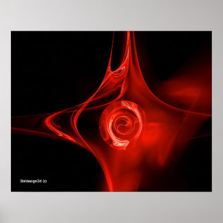 Póster Rosa FRACTAL, rojo, negro