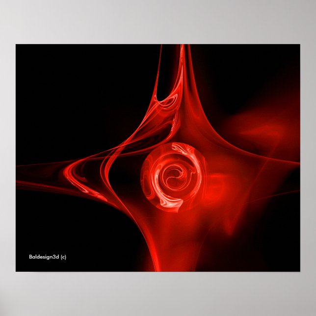 Póster ROSA FRACTAL ,rojo ,negro (Frente)