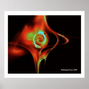 Póster ROSA FRACTAL, rojo verde azul