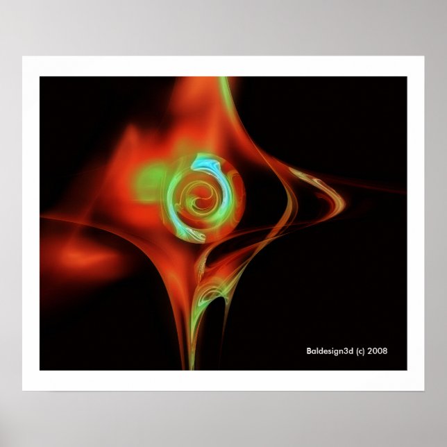 Póster ROSA FRACTAL, rojo verde azul (Frente)
