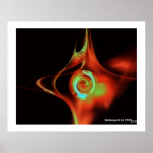 Póster ROSA FRACTAL, rojo verde azul