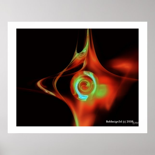 Póster ROSA FRACTAL, rojo verde azul (Frente)