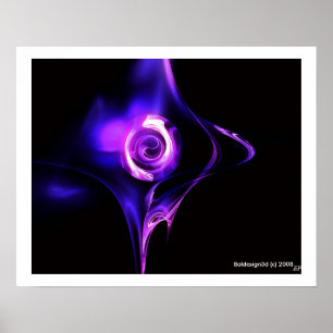 Póster ROSA FRACTAL , rosa azul