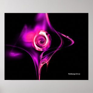 Póster ROSA FRACTAL, rosa púrpura