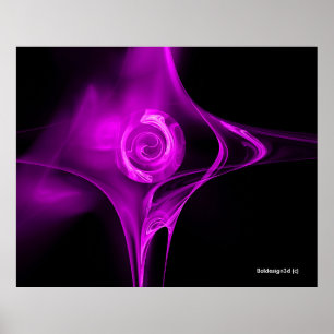 Póster Rosa FRACTAL VIOLETO PURPLE EN NEGRO