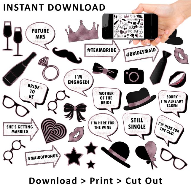 Póster Rosa Gold Bridal Shower Fun Fiesta Imprimible (This is intended for Digital Instant Download / Printable Purchase. Click the "Choose Your Format".)