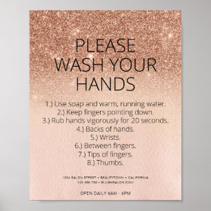 Póster Rosa Gold Covid Purpurina de Seguridad Sanitaria S