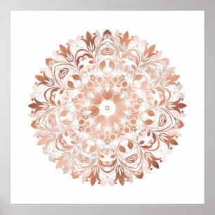 Póster Rosa Gold Floral Mandala