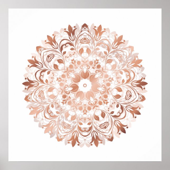 Póster Rosa Gold Floral Mandala (Frente)