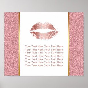 Póster Rosa Gold Lips Faux Purpurina Vendor Event