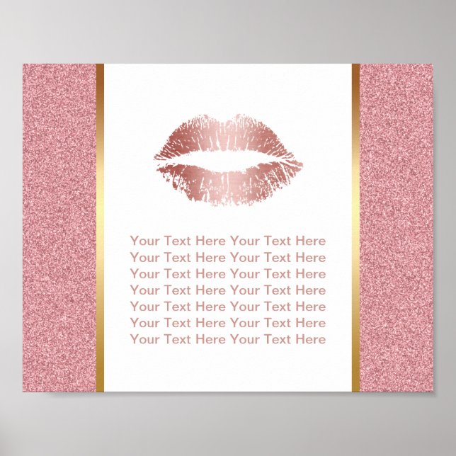 Póster Rosa Gold Lips Faux Purpurina Vendor Event (Frente)