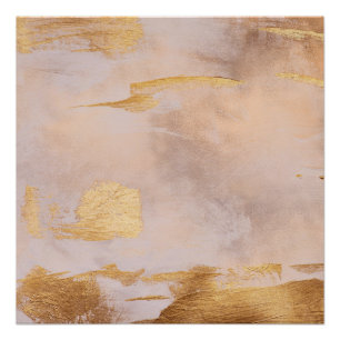 Póster Rosa Gold Rubor y Textura de oro