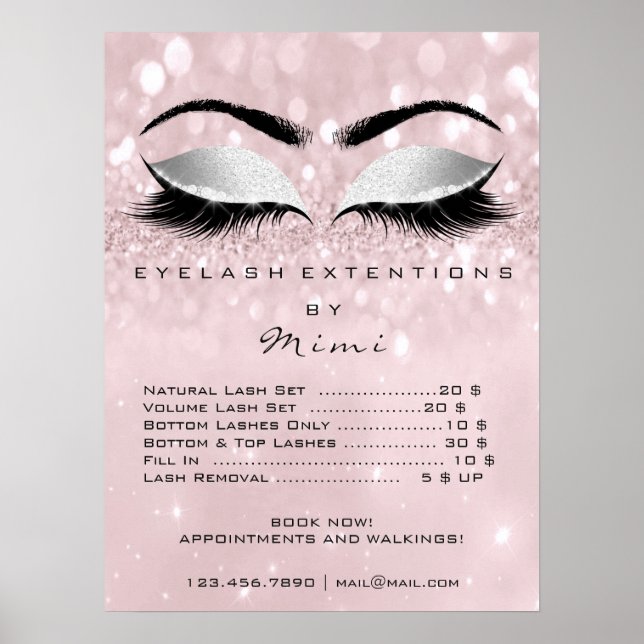 Póster Rosa Gris Rosa Gray Makeup Ojos Cae Precios (Frente)