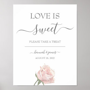 Póster Rosa Hannah Calligraphy Boda Dessert Table Rótulo