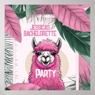 Póster Rosa Happy Sonriendo Lama Bachelorette