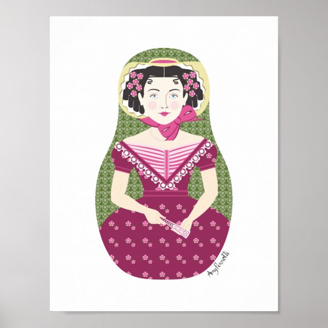 Póster Rosa inglés Matryoshka Poster (Frente)