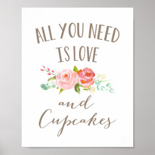 Póster Rosa Jardín Floral Amor y Pasteles