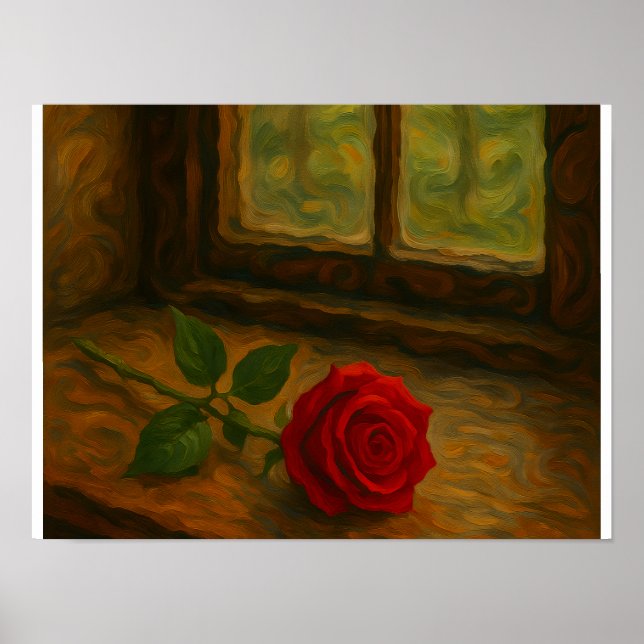 Póster Rosa junto a la ventana (Frente)