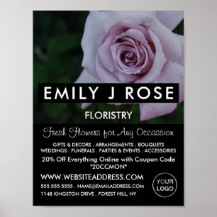 Póster Rosa Lilac, Floristico, Publicidad Florista