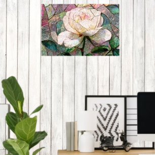 Póster Rosa Lujuriosa Desvaída Vidrio Teñido Falso Pastel