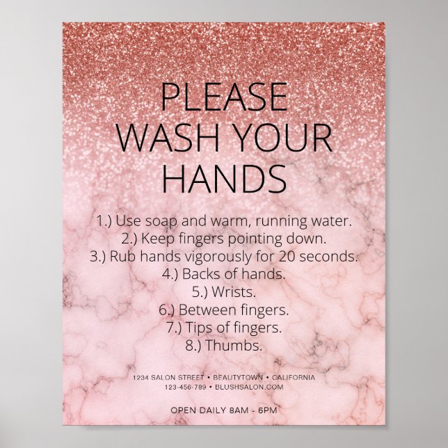 Póster Rosa Marble de oro Purpurina de seguridad sanitari (Frente)