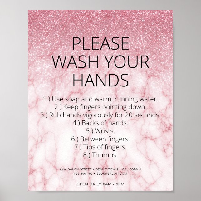 Póster Rosa Marble de oro Purpurina de seguridad sanitari (Frente)