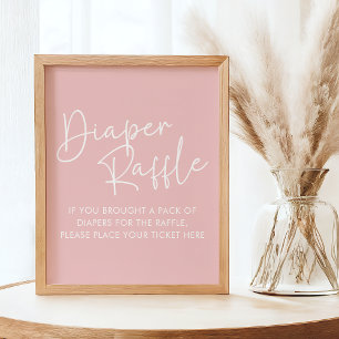 Póster Rosa Moderno Oh Bebé Simple Diaper Bebé Raffle