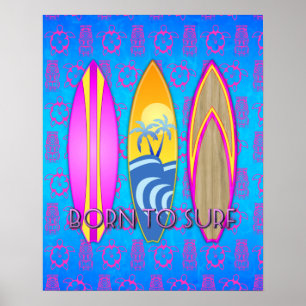 Póster Rosa Nacido En Surf