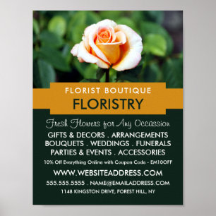 Póster Rosa naranja, florista, publicidad en Floristry