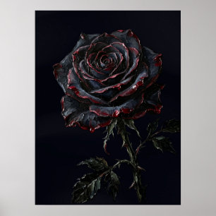 Póster Rosa Negra — Impasto Botánico Gótico