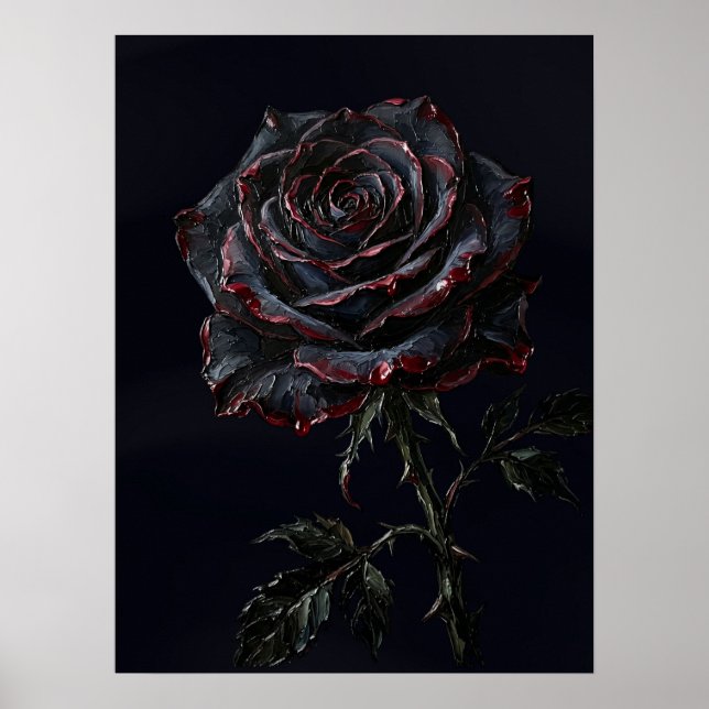 Póster Rosa Negra — Impasto Botánico Gótico (Frente)